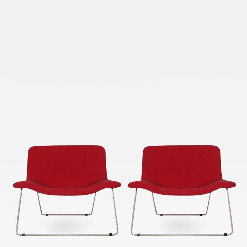  Cappellini Matching Pair of Midcentury Italian Postmodern Red Lounge Chairs by Cappellini