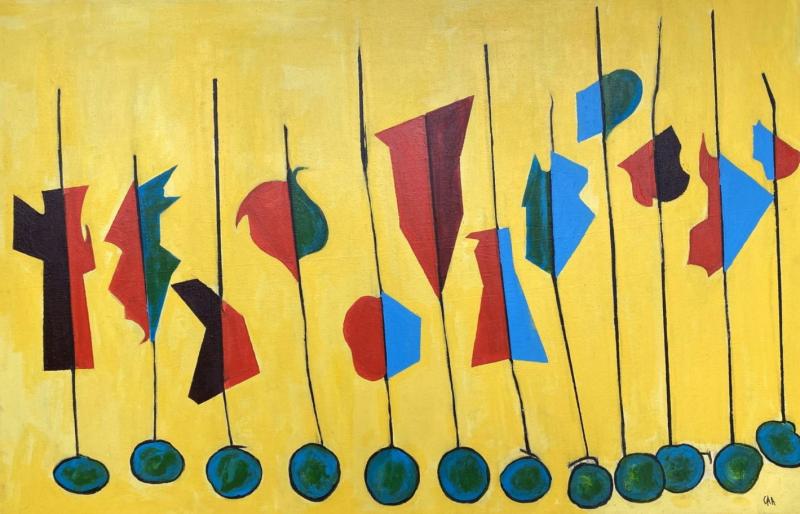  Carl A Alexander Yellow Flags and Circles ca 1950 70s