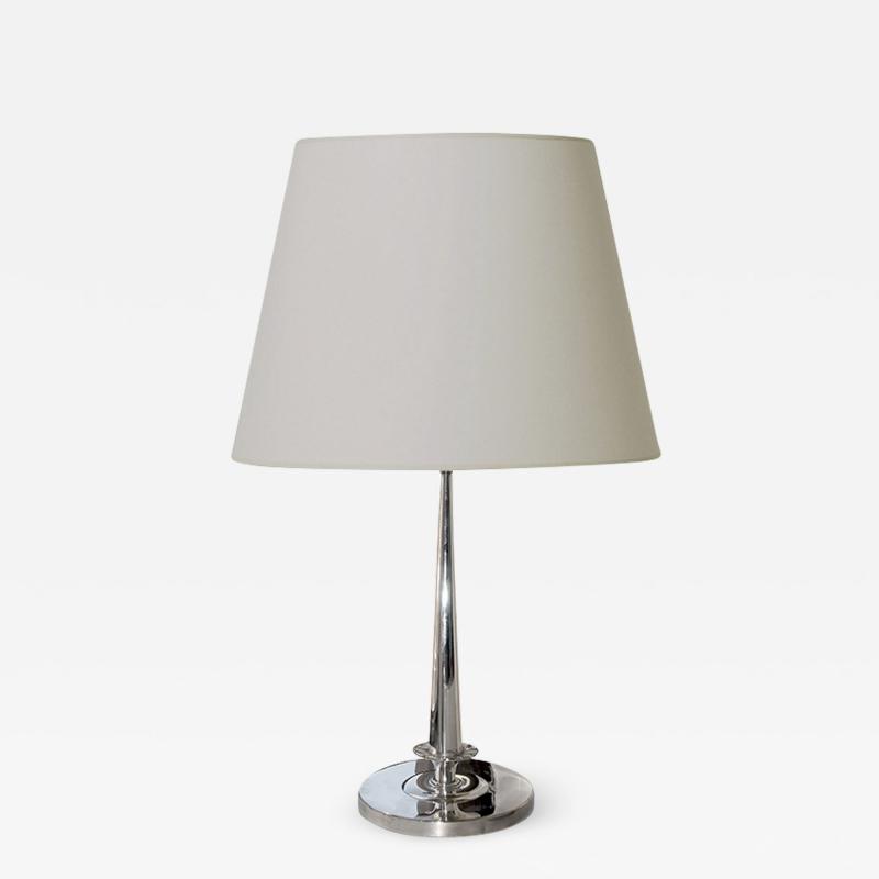  Carl Hallberg Workshop Exquisite Silvered Table Lamp with Lotus Motif by C G Hallberg