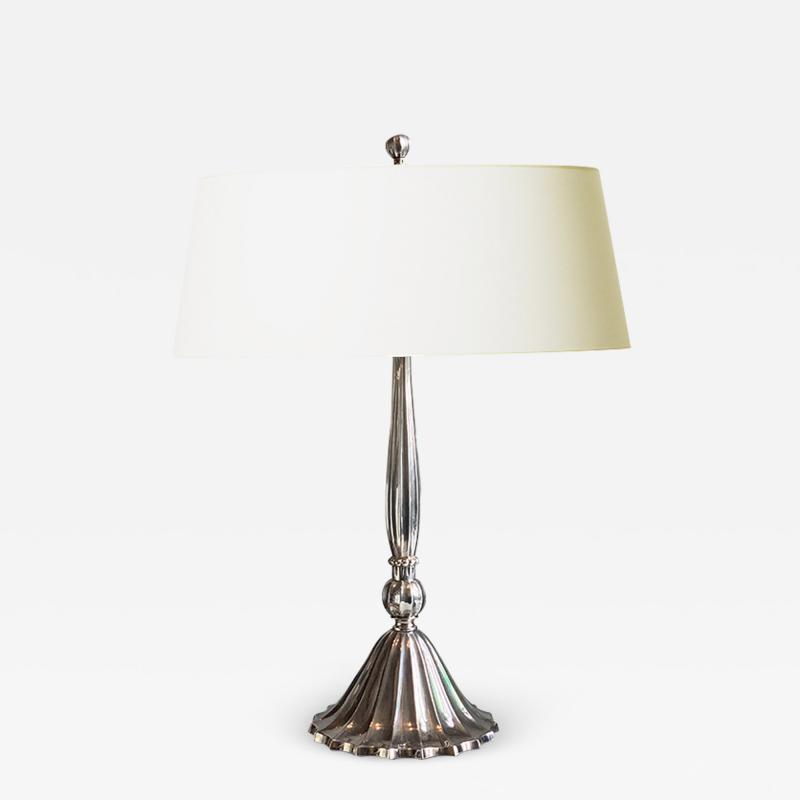  Carl Hallberg Workshop Magnificent Silvered Desk Table Lamp Attrib C G Hallberg Workshop