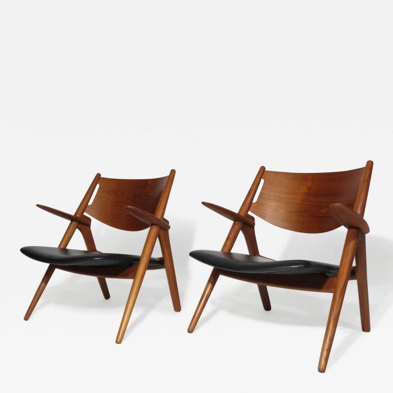  Carl Hansen Son Pair of Sawbuck Chairs CH28 by Hans Wegner 1951