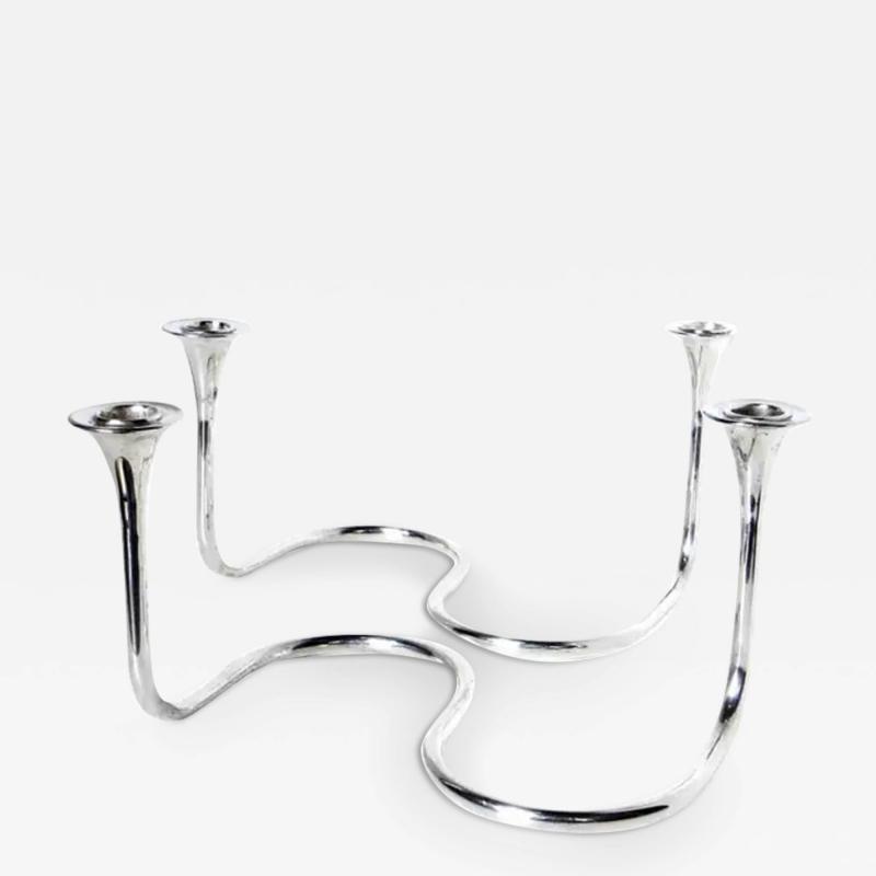  Carlo Mario Camusso Pr Mid Century Modernist Sterling Silver Candleholders by Carlo Camusso Ca 1955