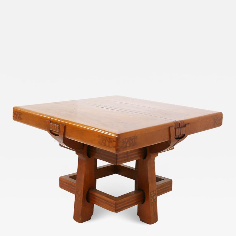  Carlo Piero Zen Italian Table Liberty attributed to Carlo Zen in solid walnut inlaid wood