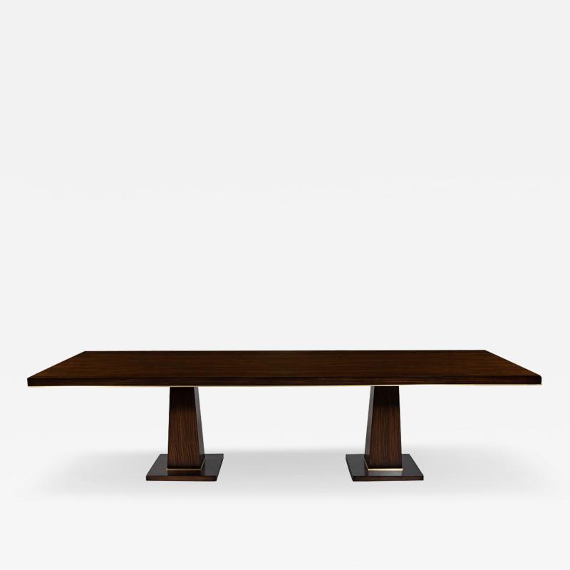  Carrocel Interiors Carrocel Custom Walnut Dining Table with Brass Details