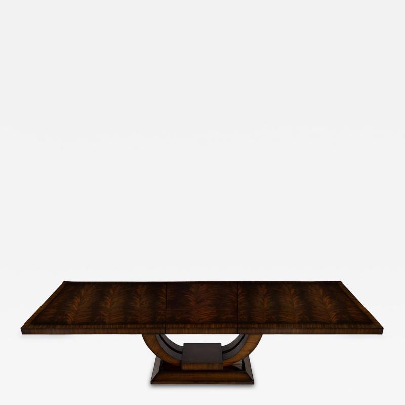  Carrocel Interiors Custom Art Deco Inspired Mahogany Dining Table with Unique Banding Design