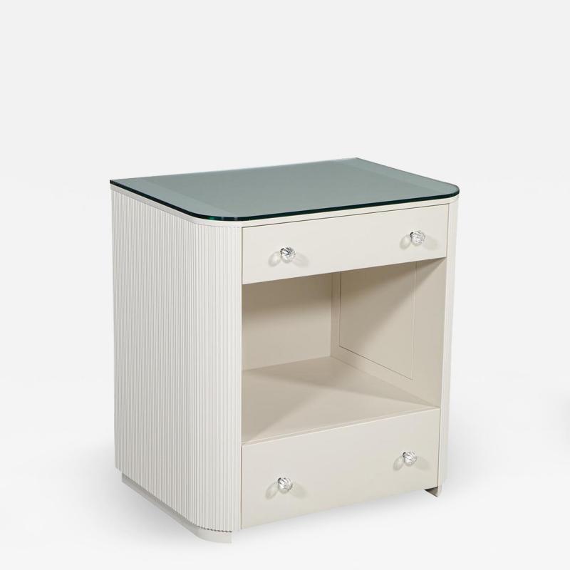  Carrocel Interiors Custom Fluted Cream Bedside Nightstand Table