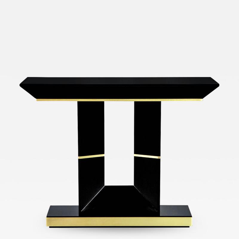  Carrocel Interiors Custom Modern Black Lacquered Console Table by Carrocel