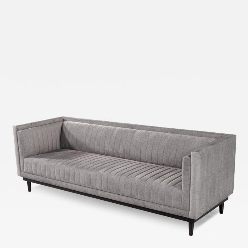  Carrocel Interiors Custom Modern Channeled Sofa in Grey