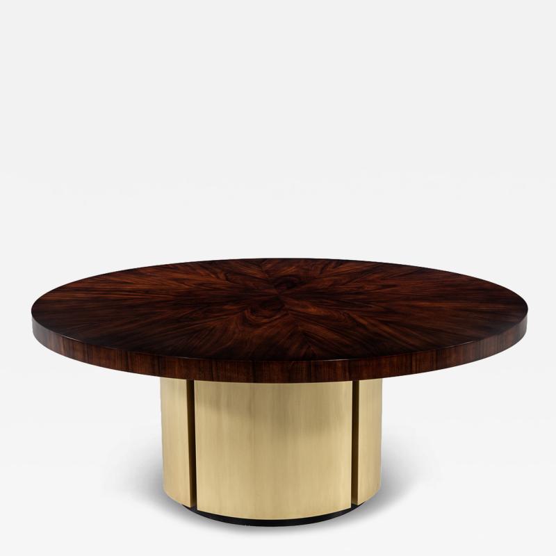  Carrocel Interiors Custom Modern Round Dining Table in Sunburst Pattern and Brass Base