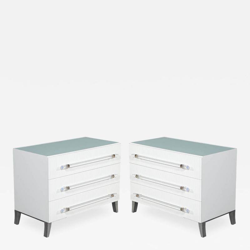  Carrocel Interiors Custom Modern White Chests with Ribbed Facade