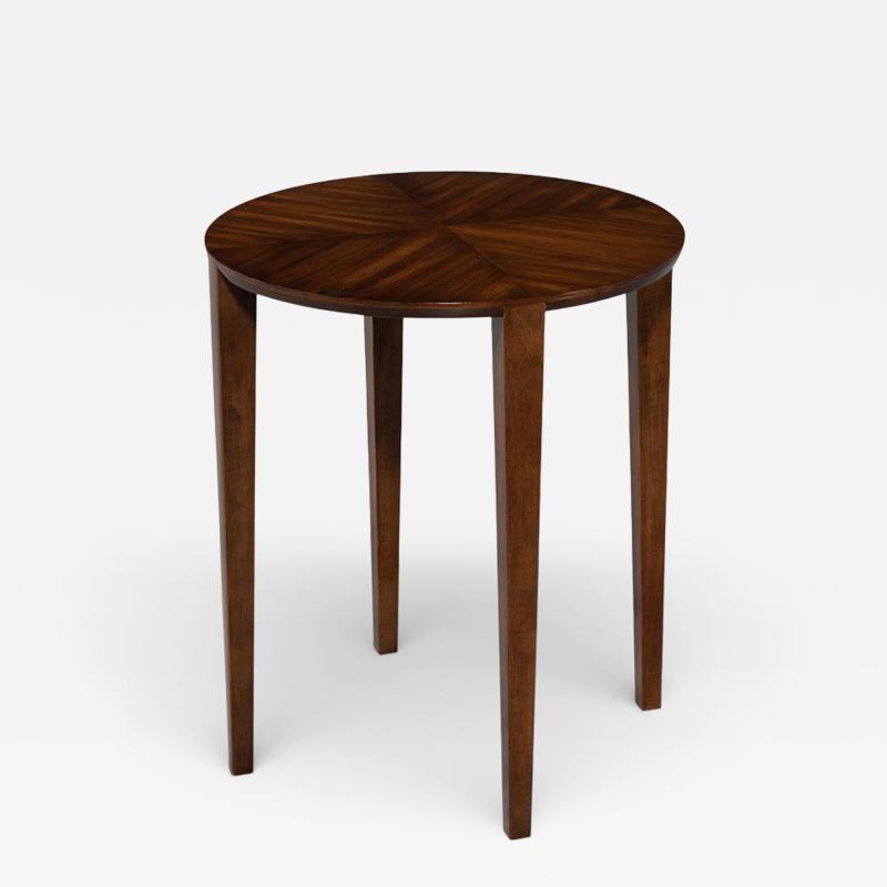  Carrocel Interiors Custom Round Walnut Accent Drinks Table by Carrocel