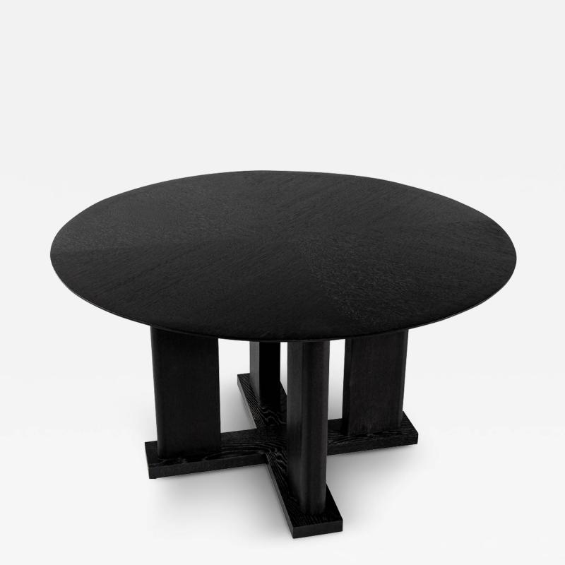  Carrocel Interiors Modern Round Dining Table in Black Cerused Oak Finish
