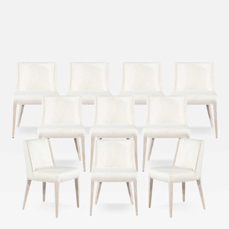  Carrocel Interiors Set of 10 Carrocel Custom Modern Oak Dining Chair in Bleached Finish