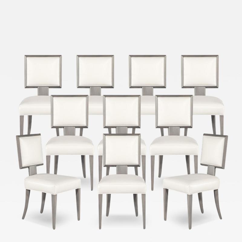  Carrocel Interiors Set of 10 Modern Grey and White Dining Chairs