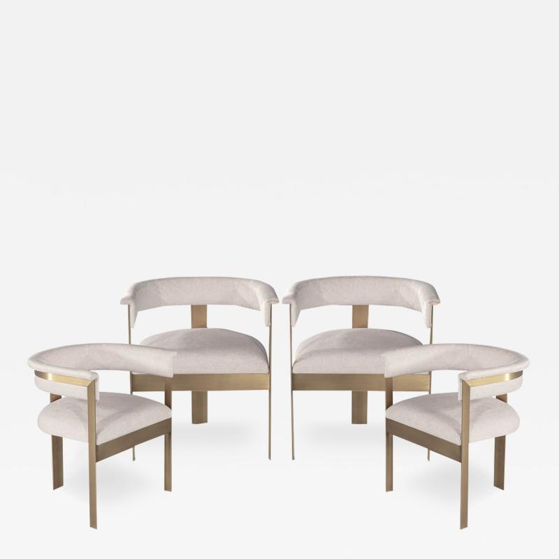  Carrocel Interiors Set of 4 Modern Curved Brass Dining Chairs