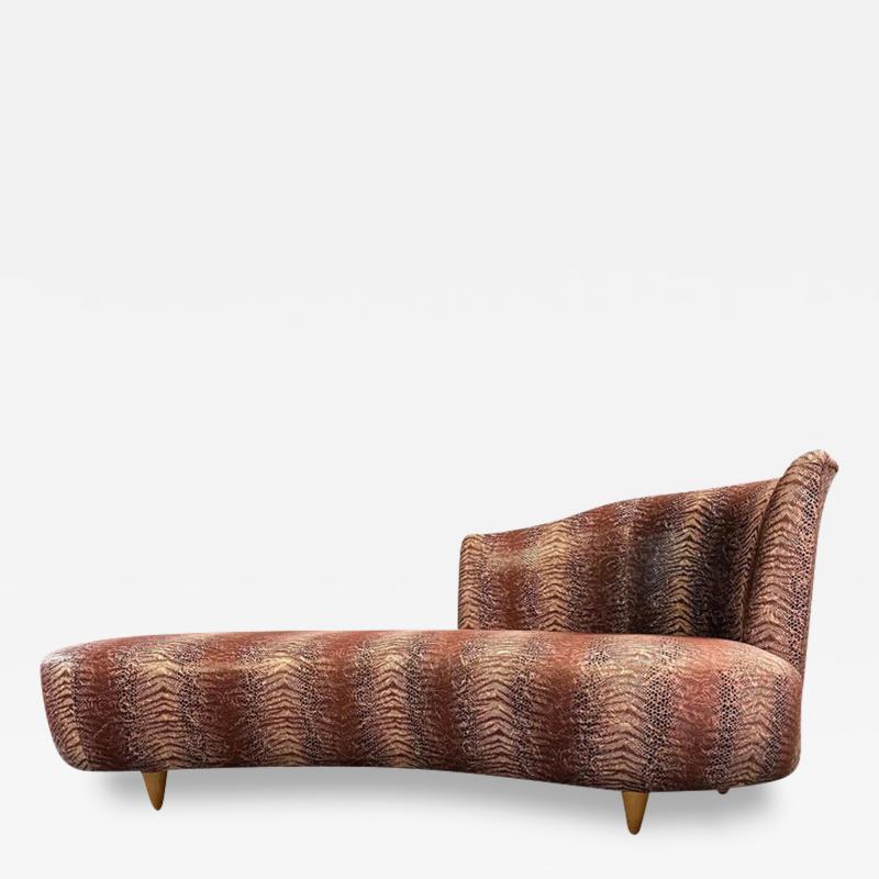  Carter Furniture Curvaceous Chaise Sofa in the Style of Weiman in a Faux Snakeskin Midcentury