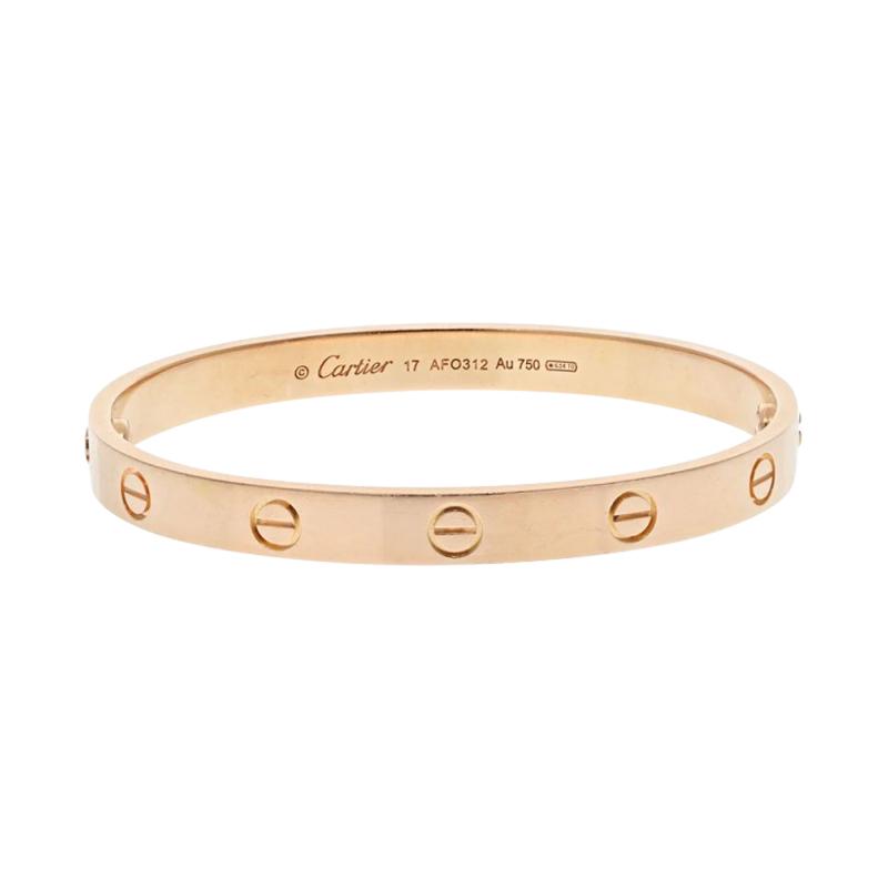  Cartier CARTIER 18K ROSE GOLD LOVE BANGLE SIZE 17 BRACELET