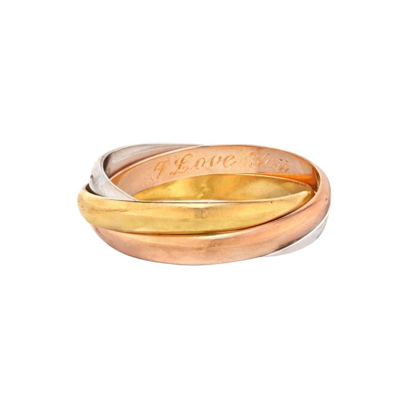  Cartier CARTIER 18K TRI COLOR TRINITY CLASSIC ROLLER WEDDING RING