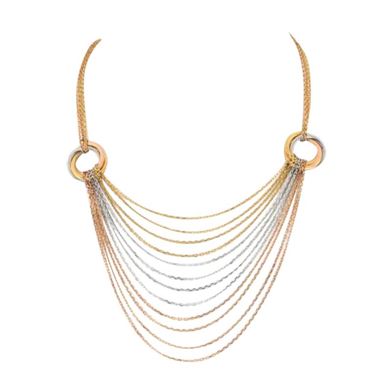  Cartier CARTIER 18K TRI COLOR TRINITY DRAPED CHAIN NECKLACE