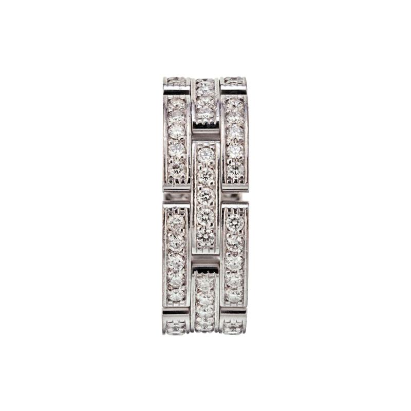  Cartier CARTIER 18K WHITE GOLD MAILLON PANTHERE THREE DIAMOND ROW RING