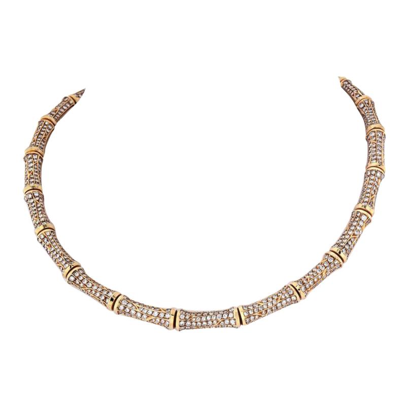  Cartier CARTIER 18K YELLOW GOLD 22 CARAT DIAMOND BAMBOO COLLAR NECKLACE