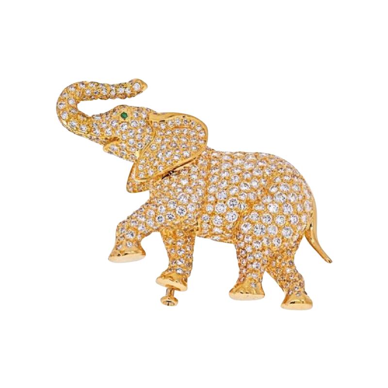  Cartier CARTIER 18K YELLOW GOLD DIAMOND ELEPHANT BROOCH