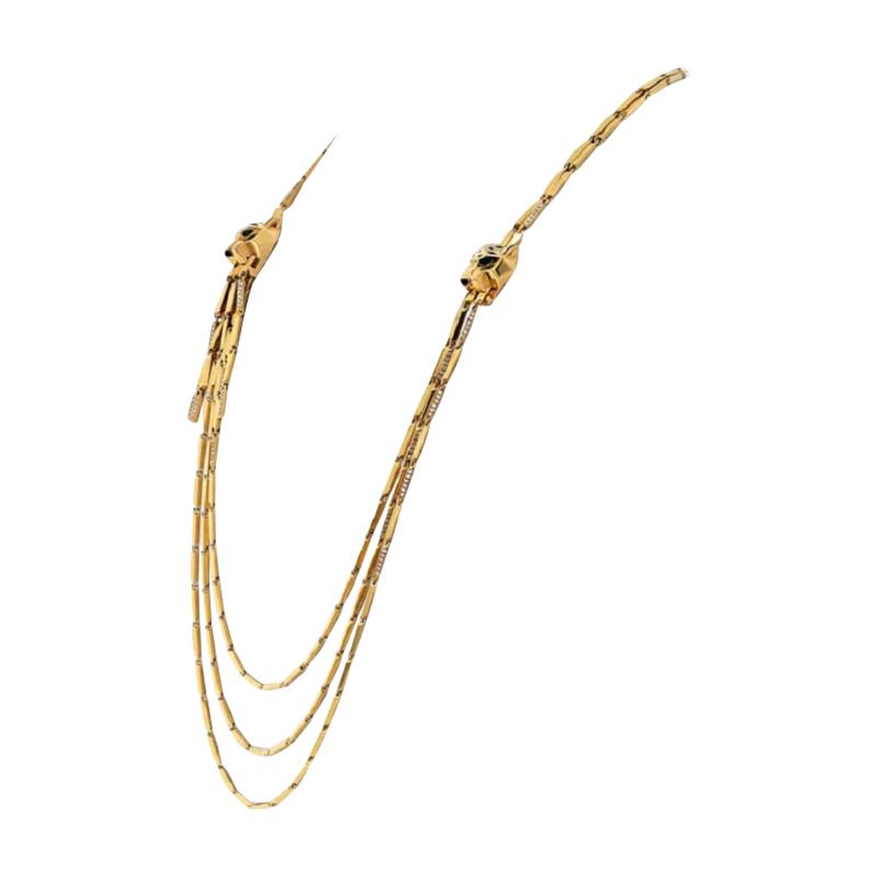  Cartier CARTIER 18K YELLOW GOLD DOUBLE PANTHERE TASSEL LONG STRAND NECKLACE