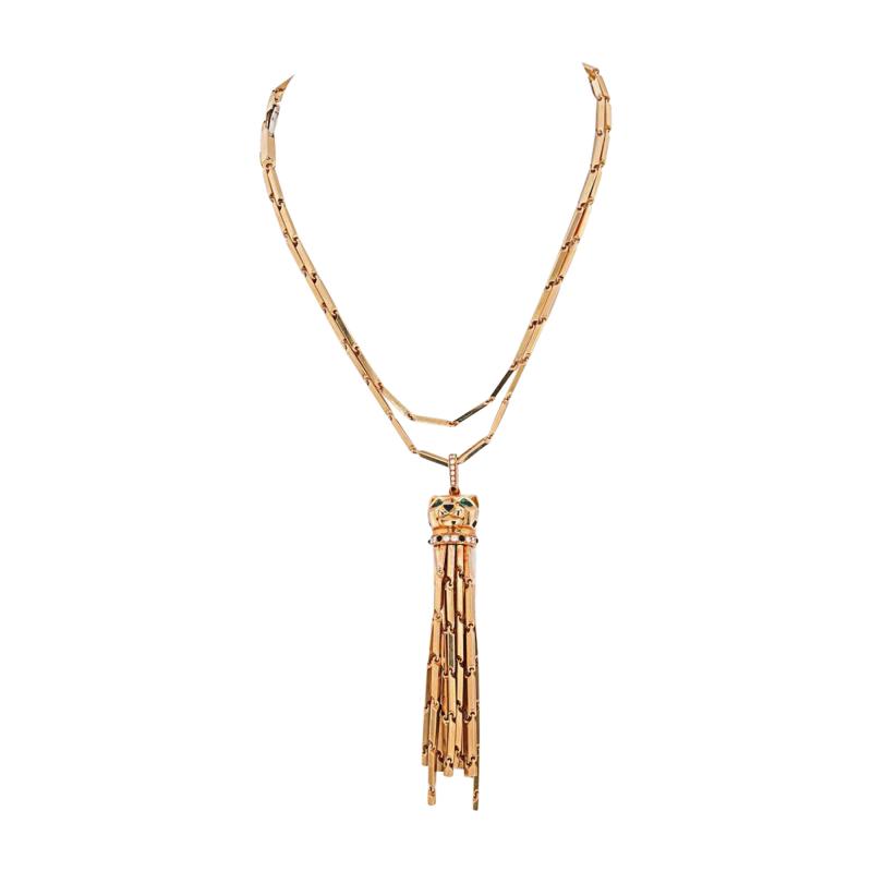  Cartier CARTIER 18K YELLOW GOLD LONG TASSEL SPOTTED PANTHERE PENDANT