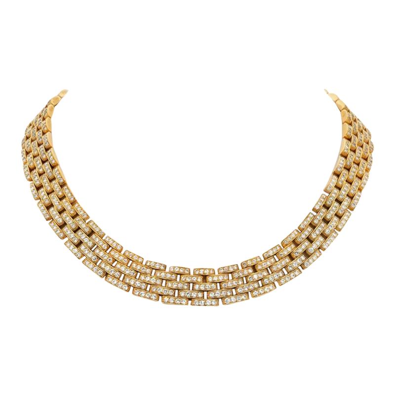 Cartier CARTIER 18K YELLOW GOLD PANTHERE MAILLON DIAMOND COLLAR NECKLACE