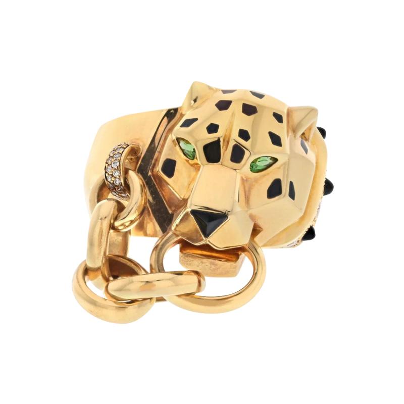  Cartier CARTIER 18K YELLOW GOLD PANTHERE WITH A CHAIN IN HER MOUTH RING