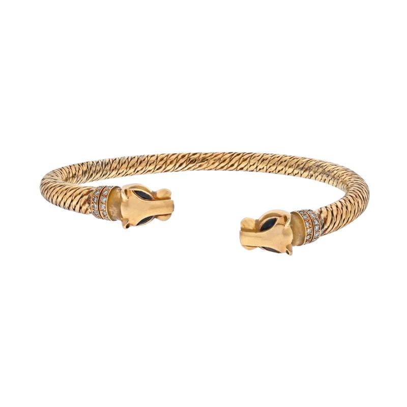  Cartier CARTIER 18K YELLOW GOLD TEXTURED DOUBLE HEADED PANTHERE DIAMOND COLLAR BRACELET