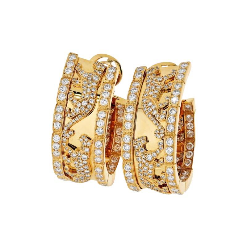  Cartier CARTIER 18K YELLOW GOLD WALKING PANTHERE DIAMOND EARRINGS