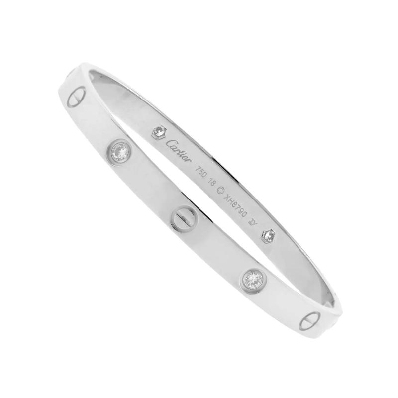  Cartier CARTIER LOVE WHITE GOLD 4 DIAMOND BRACELET