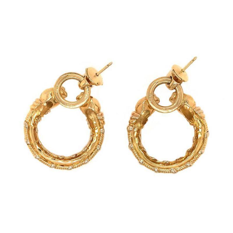  Cartier CARTIER PANTHERE 18K YELLOW GOLD VINTAGE HOOP EARRINGS