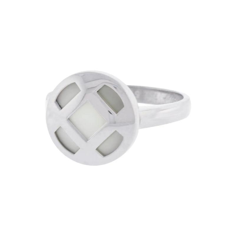  Cartier CARTIER PASHA MOTHER OF PEARL 18K WHITE GOLD RING SIZE 50