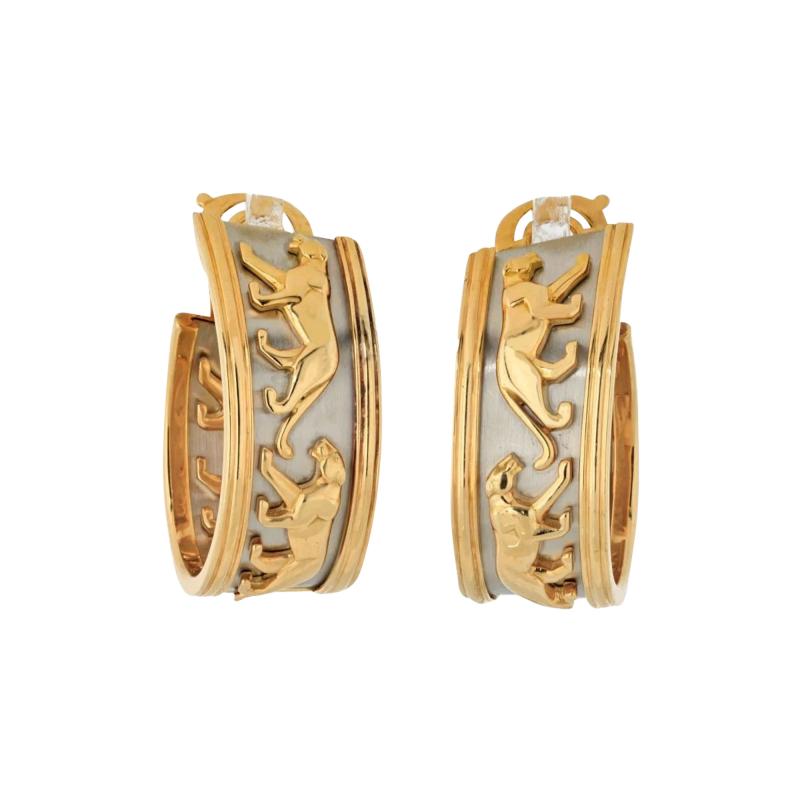  Cartier CARTIER PLATINUM 18K YELLOW GOLD WALKING PANTHERE EARRINGS