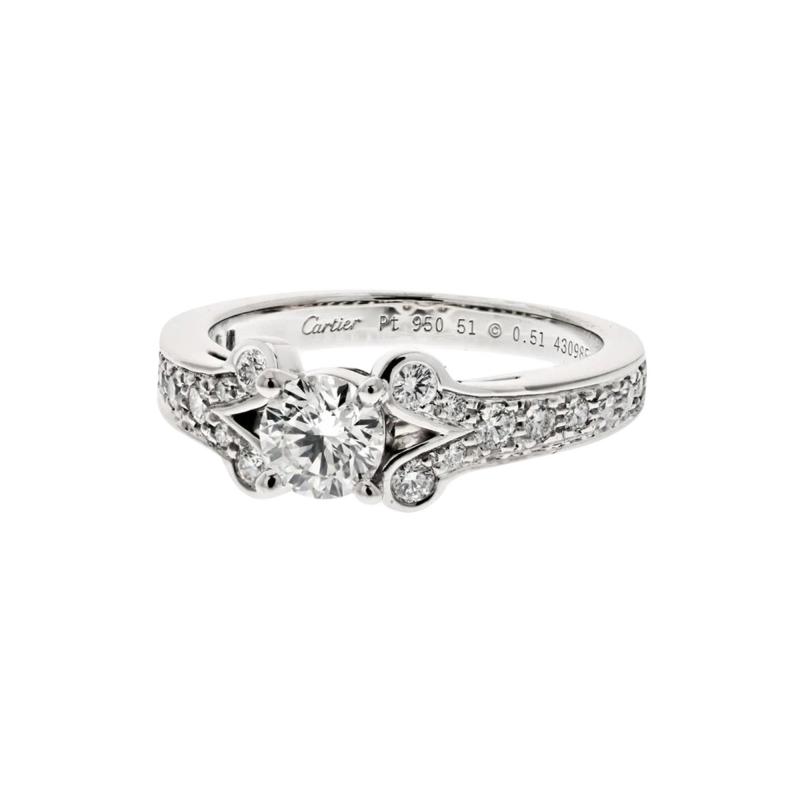  Cartier CARTIER PLATINUM BALLERINE 0 51CT ROUND DIAMOND RING