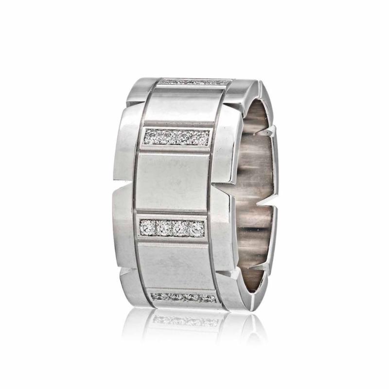  Cartier CARTIER TANK FRANCAISE 18K WHITE GOLD DIAMOND WEDDING BAND