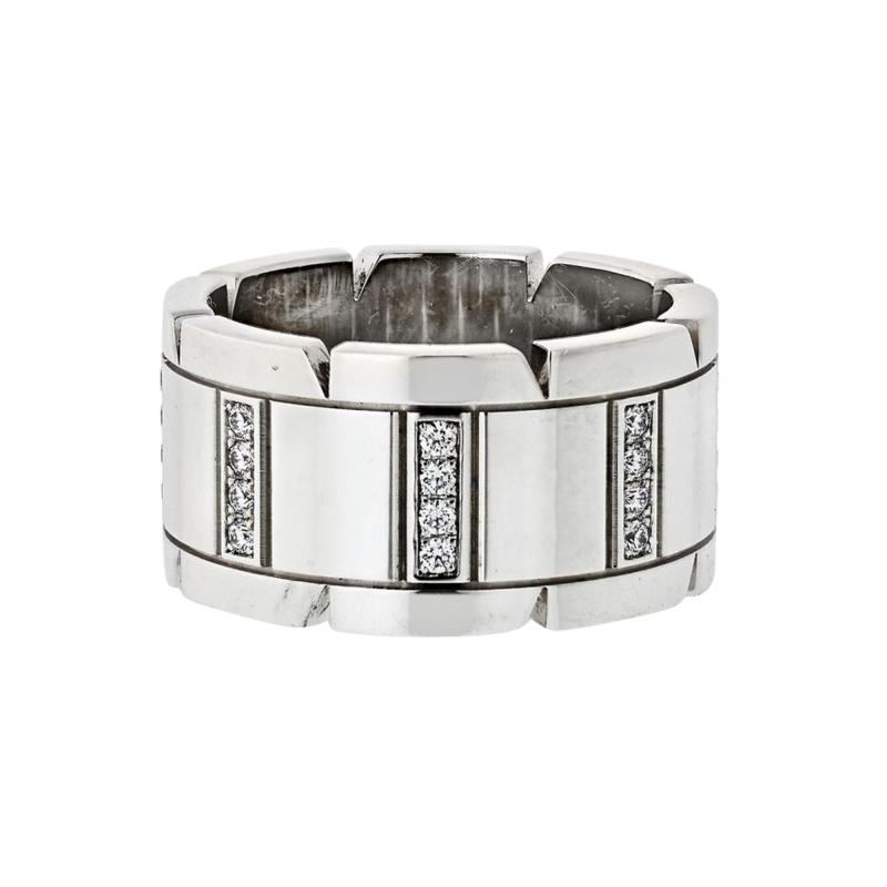  Cartier CARTIER TANK FRANCAISE 18K WHITE GOLD DIAMOND WEDDING BAND