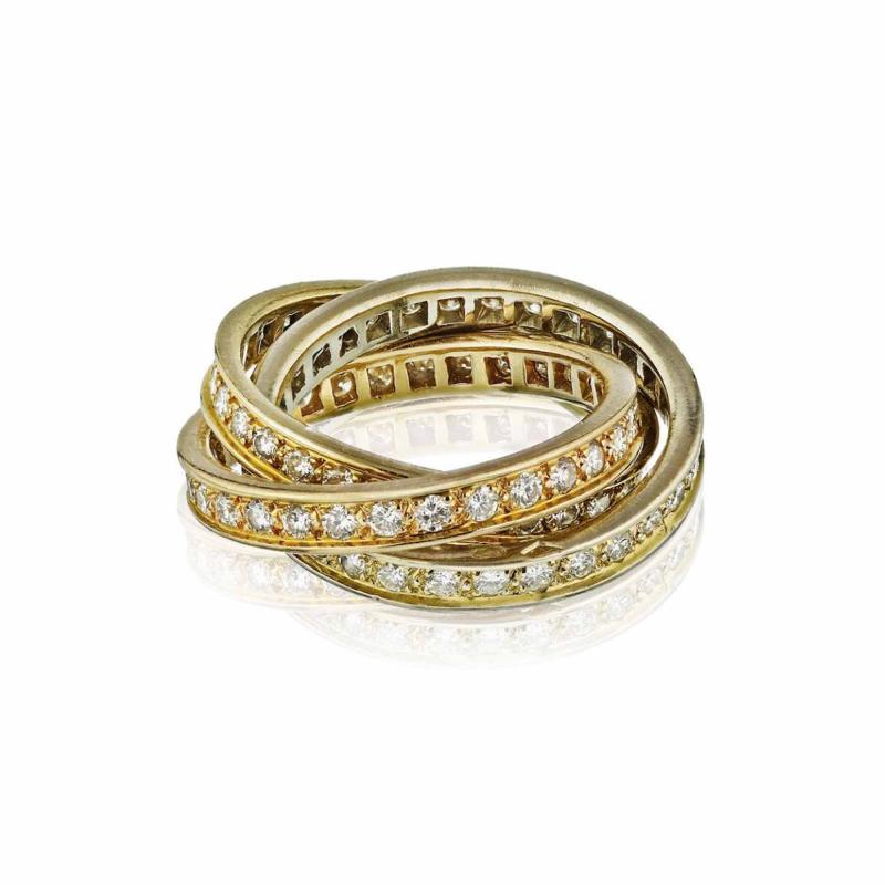  Cartier CARTIER TRINITY 18K TRI COLOR DIAMOND RING