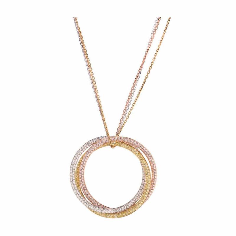  Cartier CARTIER TRINITY 18K TRI COLOR TRIPLE CIRCLE DIAMOND PENDANT