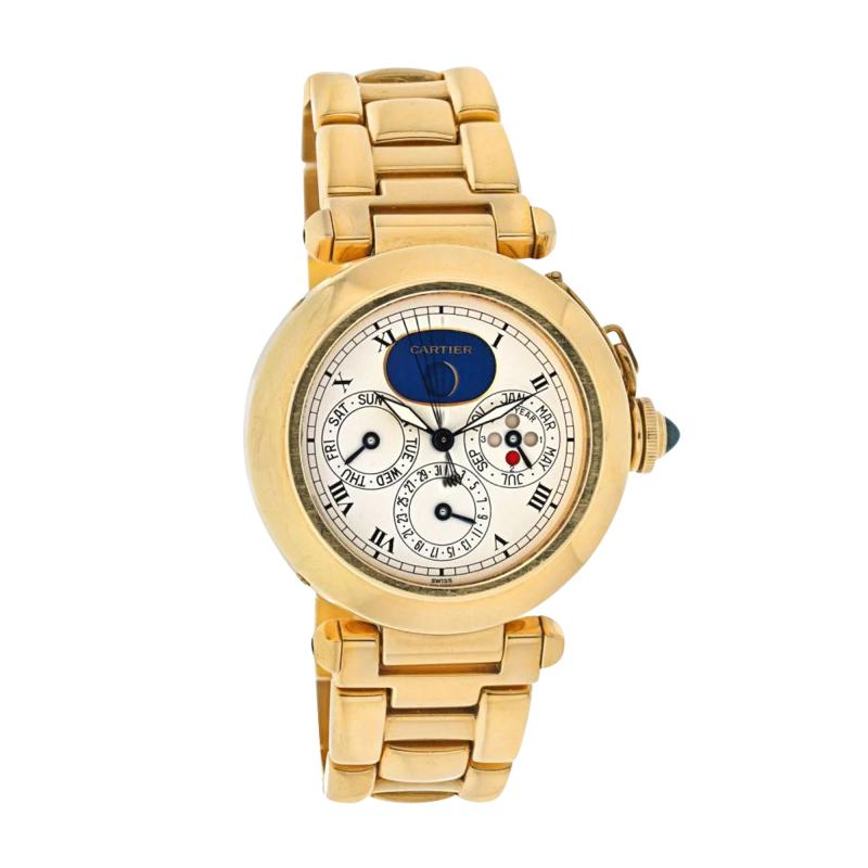  Cartier CARTIER VINTAGE PASHA 18K YELLOW GOLD 38MM PERPETUAL CALENDAR AUTOMATIC WATCH