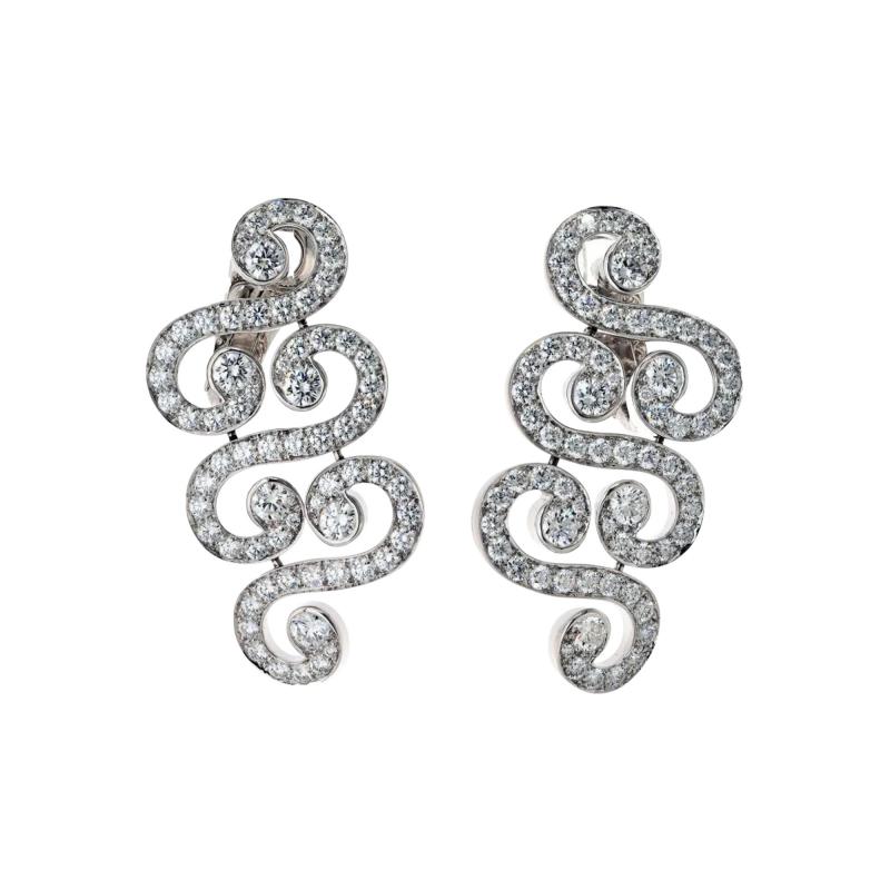  Cartier Cartier 18K White Gold Arabesque Scroll 6 50cttw Earrings