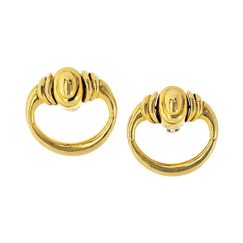  Cartier Cartier 18K Yellow Gold Aldo Cipullo Vintage 1971 Doorknocker Earrings