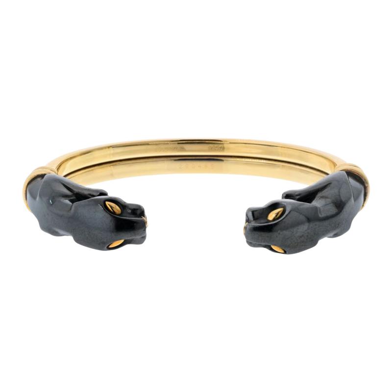  Cartier Cartier 18K Yellow Gold Double Head Hematite Cuff Bracelet