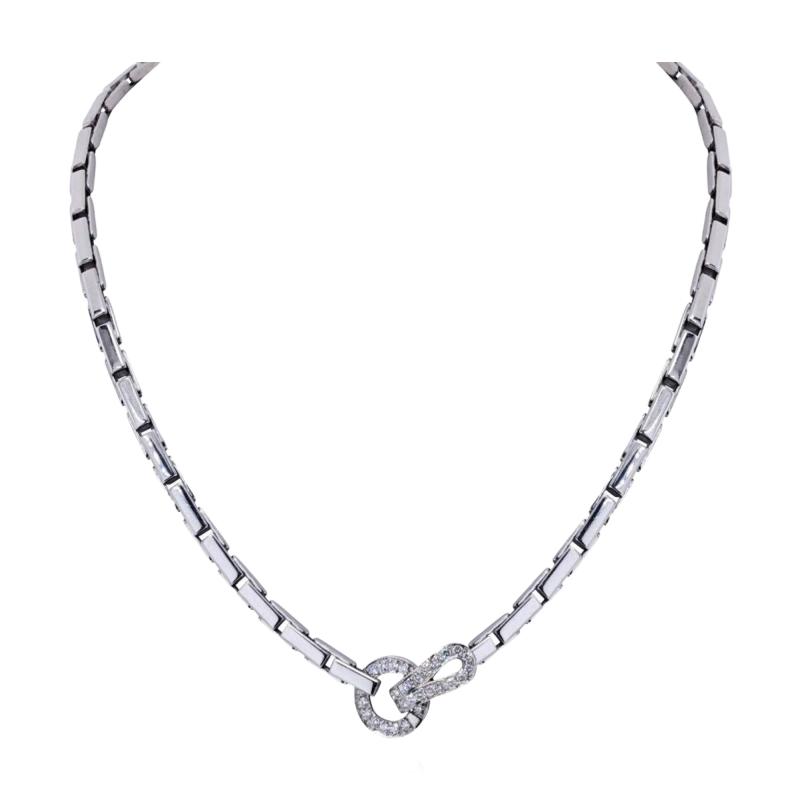  Cartier Cartier Agrafe 18K White Gold Link With Diamond Lock Necklace