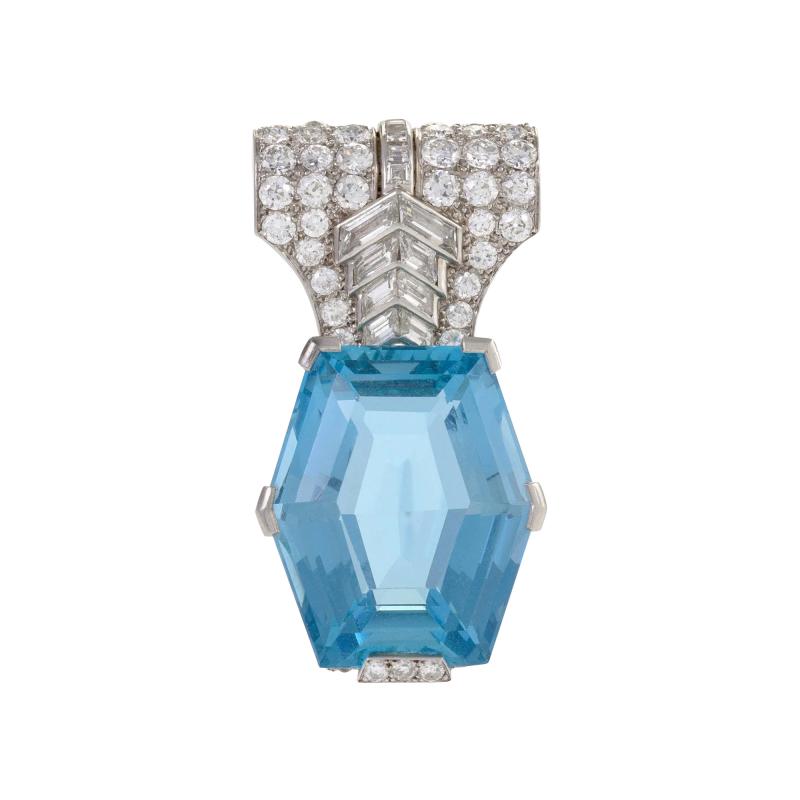  Cartier Cartier Aquamarine and Diamond Brooch