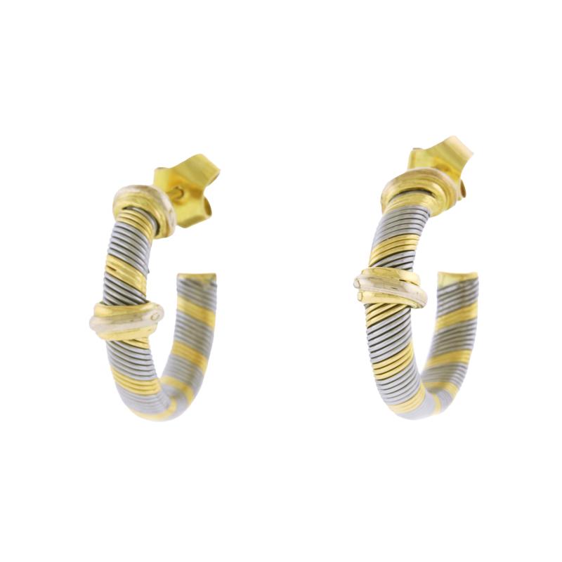  Cartier Cartier Cr oles Trinity Motif Hoop Earrings in 18K Gold Steel