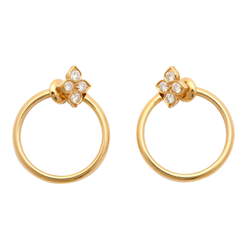  Cartier Cartier Diamond Gold Hoop Earrings