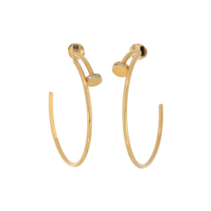  Cartier Cartier Juste Un Clou 18K Yellow Gold Hoop Diamond Tip Earrings